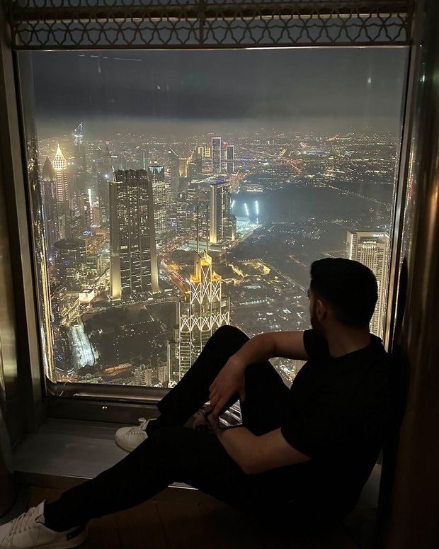Night skyline view over Dubai