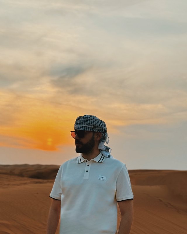 At sunset in the desert