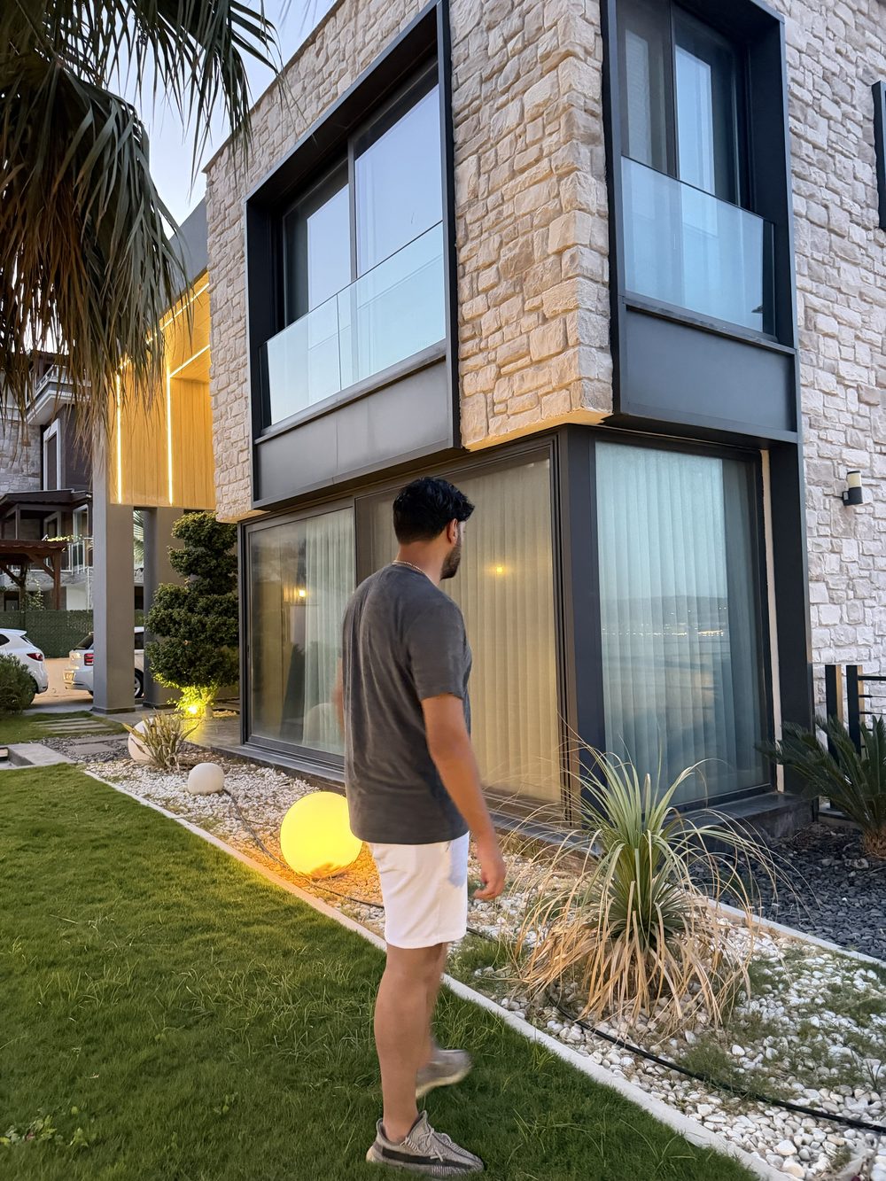 At a modern villa